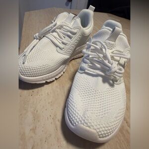 White Textured Athletic Sneakers